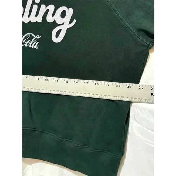 NWOT Wildfox M Green Coca-Cola Graphic Crew Neck Sweatshirt Pullover Comfort - Picture 6 of 9